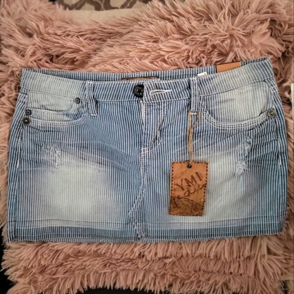 NWT YMI denim stripped skirt